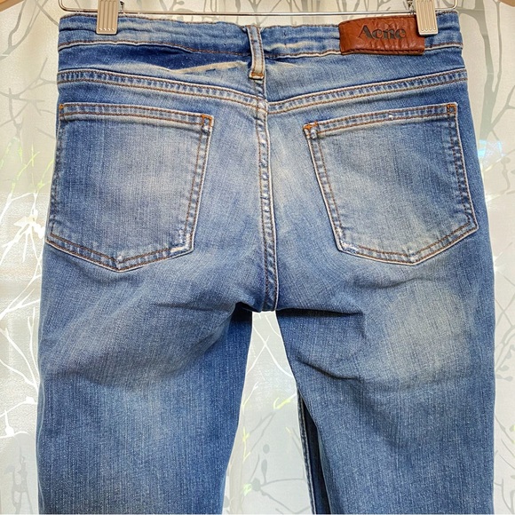 ACNE STUDIOS kex catch low waist skinny straight leg knee stitching blue jeans - Picture 6 of 10